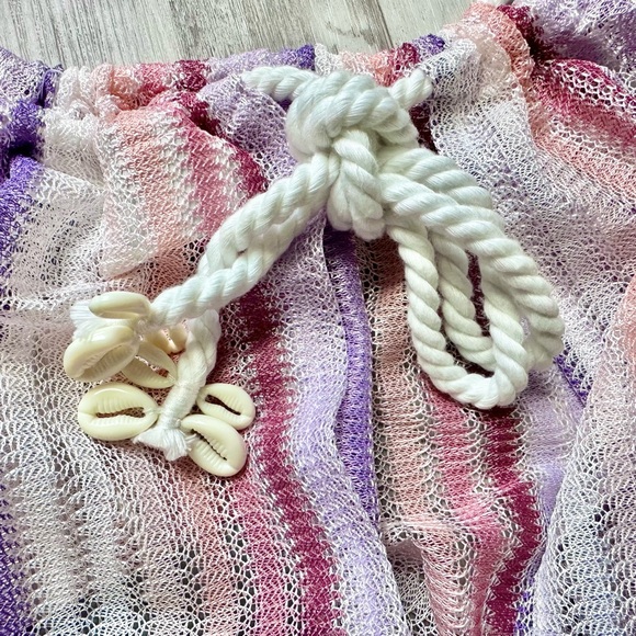 Haute Hippie Boho Pink & Purple Striped Beach Cover Up Dress w/ Pockets | Size M - Picture 11 of 12